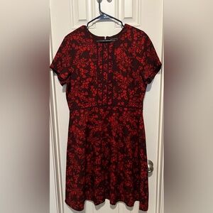 Banana Republic Red and Purple Mini Dress A-line Crew Neck GUC